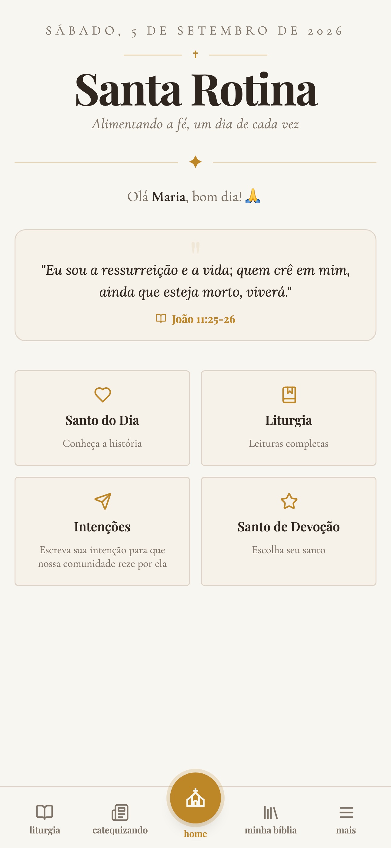 Sua tela do dia: liturgia, evangelho e santo, tudo pronto