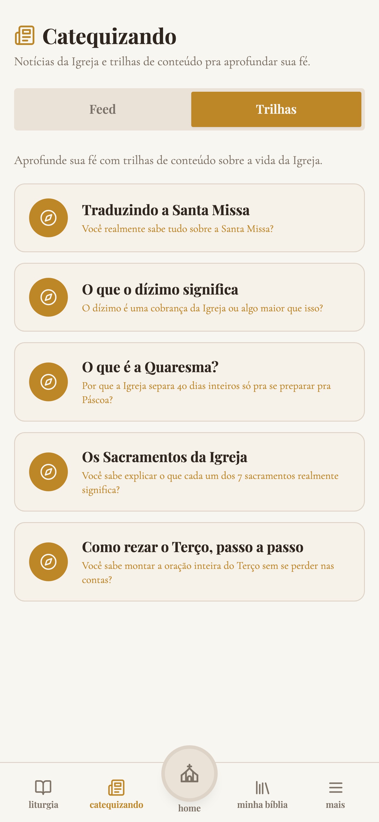 Trilhas guiadas pra aprofundar sua fé